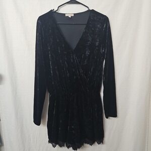 Womens Sz Med Crushed Velevet Romper Shorts Faux Wrap Whimsigoth Dark Fairy